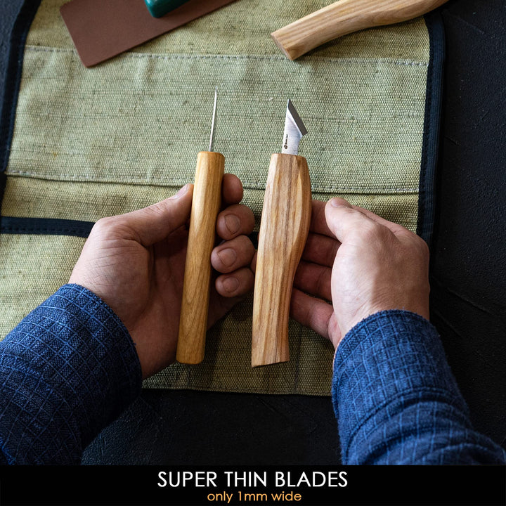 Wood Carving Knife Kit for Beginners S55 Chip Carving Knives Woodworking Wood Carving Tools Set Carve Widdling Knife Kit Detail Whittling Knife Set Wood Carving Kit Hobbies for Men (3)