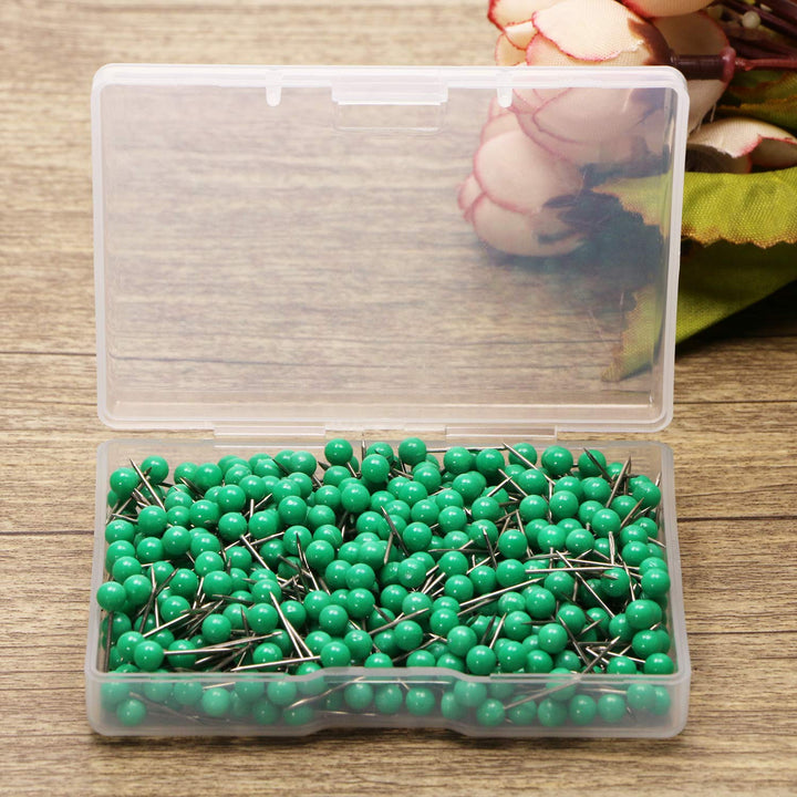1/8 Inch Small Round Ball Head Decorative Push Pins Map Thumb Tacks for Travel Map Art Picture Photo Canvas Bulletin Cork Board Wall DIY Craft Home School Office Use, 500PCS (Green)