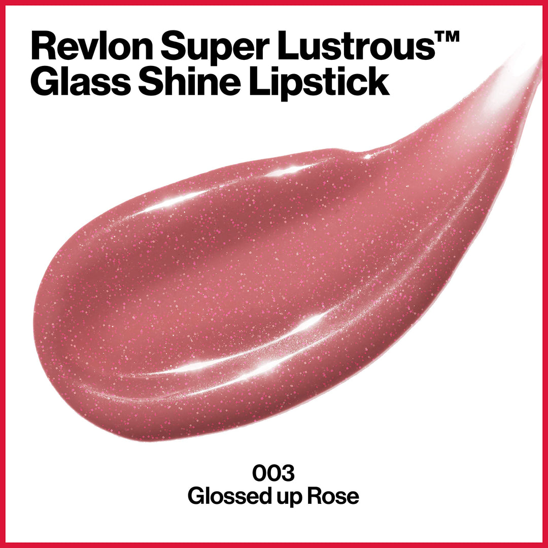 Revlon Super Lustrous Glass Shine Lipstick, Moisturizing Lipstick with Aloe and Rose Quartz in Pink, 003 Glossed up Rose, 0.15 oz