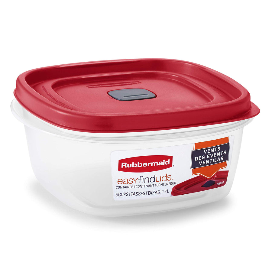 Easy Find Vented Lid Food Storage Containers, 5-Cup, Red