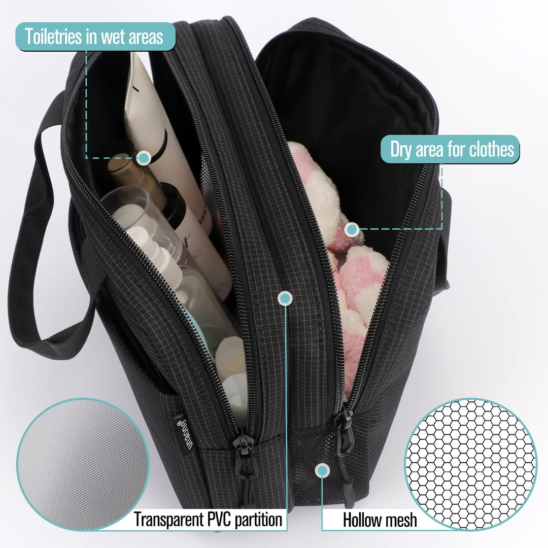 Toiletry Bag for Men, Large Capacity Travel Toiletry Bag Cosmetic Bag with Compartments, Wet and Dry Separation Makeup Bag Travel Essentials for Accessories, Toiletries, Shampoo, Cosmetic