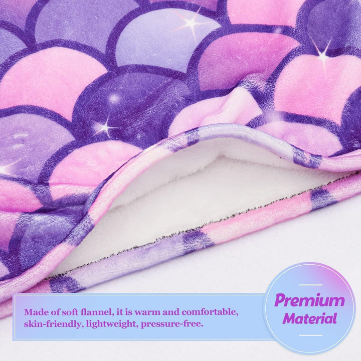 Mermaid Tail Blanket - Plush Mermaid Wearable Blanket for Girls Teens All Seasons Soft Flannel Snuggle Blanket Mermaid Scale Sleeping Bag 55 x 24 (Purple)