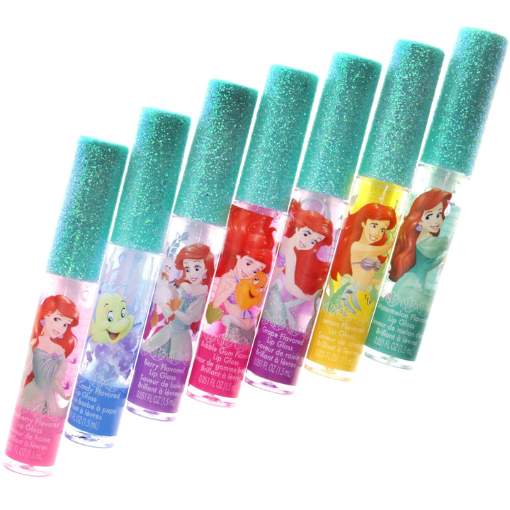 Disney Ariel Kids Washable Party Favor Lip Gloss, 7 Flavors include Cotton Candy, Strawberry, Berry, Bubble Gum, Grape, Lemon and Watermelon