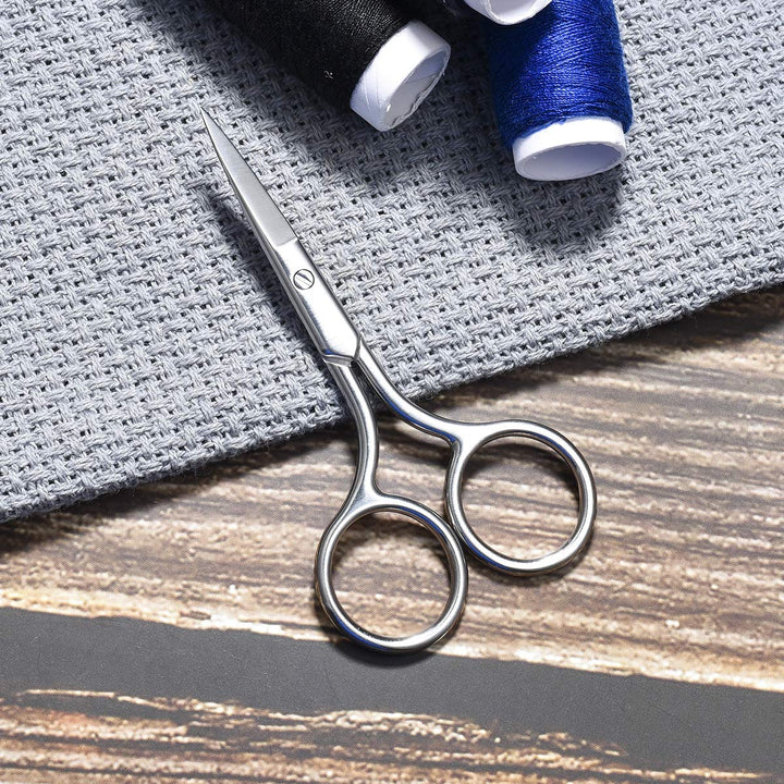 Small Facial Hair Scissors, Straight Tip Grooming Scissors for Eyebrows, Beard, Ear, Nose, Moustache Trimming Snips Beauty Kit with PU Case 3.5inch Stainless Steel