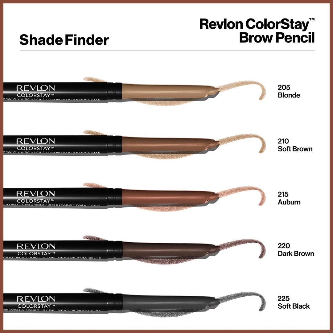 Revlon ColorStay Eyebrow Pencil with Spoolie Brush, Waterproof, Longwearing, Angled Tip Applicator for Perfect Brows, Soft Black (225)