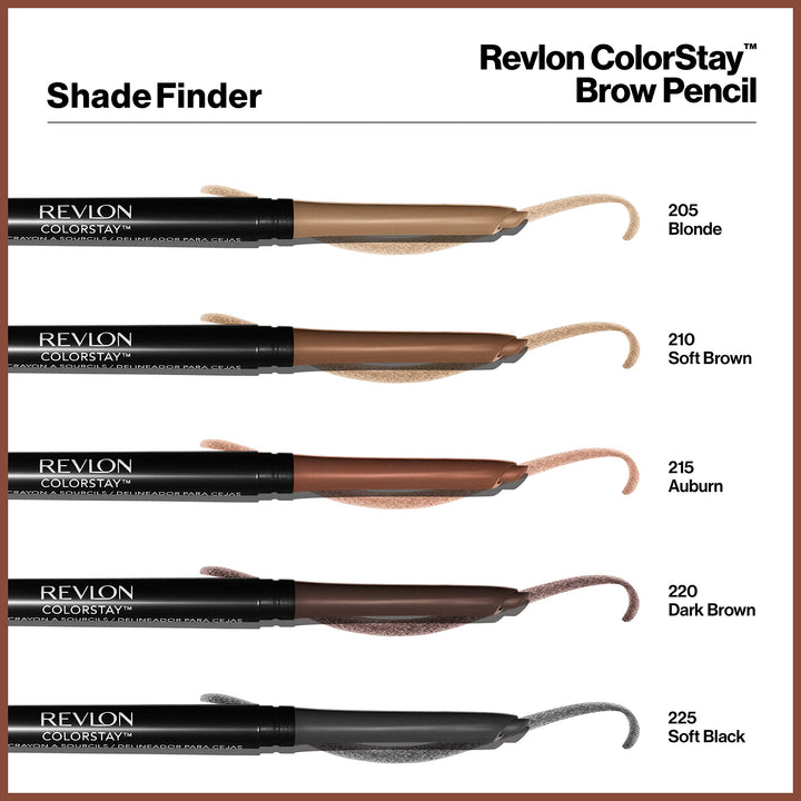 Revlon ColorStay Eyebrow Pencil with Spoolie Brush, Waterproof, Longwearing, Angled Tip Applicator for Perfect Brows, Soft Black (225)