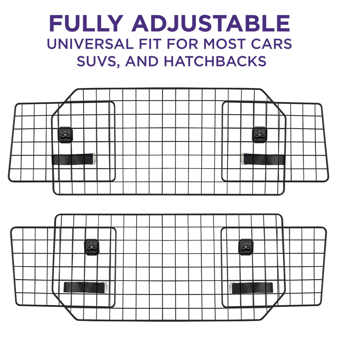 Dog Car Barrier for SUV's, Cars, Vehicles, & Trucks, Adjustable Large Pet Divider, Heavy-Duty Wire Mesh- Universal Fit