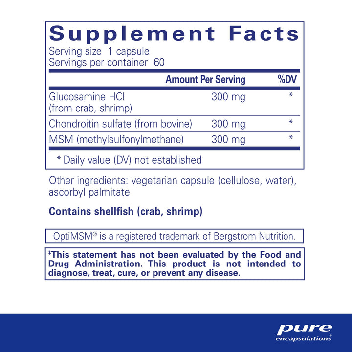 Glucosamine Chondroitin with MSM - Supports Joint Health & Normal Cartilage Formation* - Maintains Enzyme Activity - Gluten-Free & Non-GMO - 60 Capsules