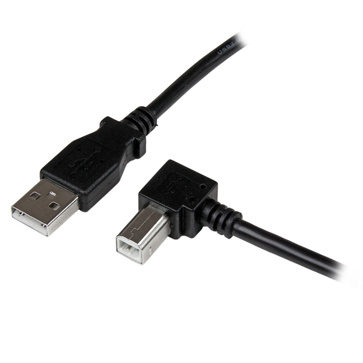 2m USB 2.0 A to Right Angle B Cable Cord - 2 m USB Printer Cable - Right Angle USB B Cable - 1x USB A (M), 1x USB B (M) (USBAB2MR)