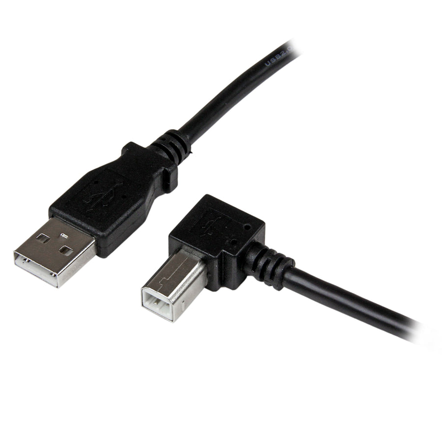 2m USB 2.0 A to Right Angle B Cable Cord - 2 m USB Printer Cable - Right Angle USB B Cable - 1x USB A (M), 1x USB B (M) (USBAB2MR)