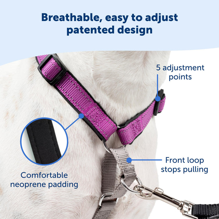 3 in 1 Dog Harness - No Pull Solution for Dogs - Reflective Dog Harness - Front D-Ring Clip Helps Stop Pulling - Comfortable Padded Straps - Top Handle Enhances Control - Black - Medium