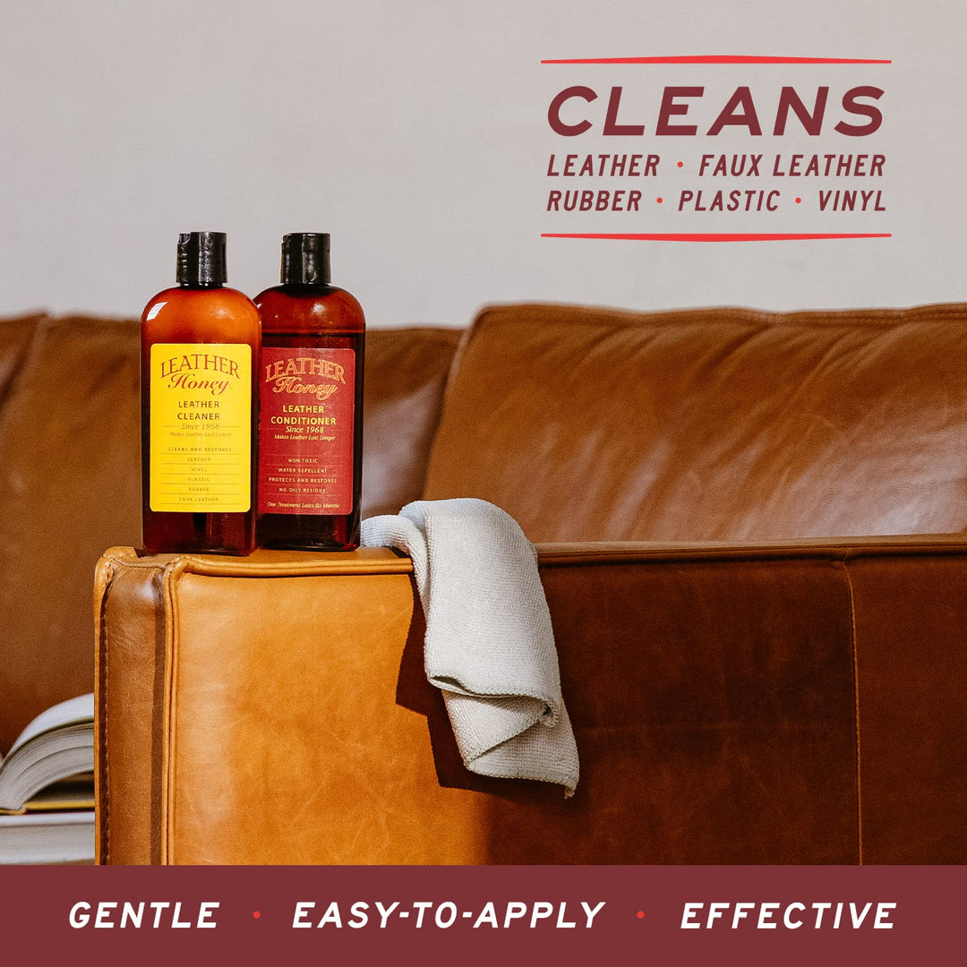 Leather Cleaner: Non-Toxic Leather Care Made in the USA Since 1968. Deep Cleans Leather, Faux & Vinyl - Couches, Car Seats, Purses, Tack, Shoes & Bags. Safe Any Colors & White Leather