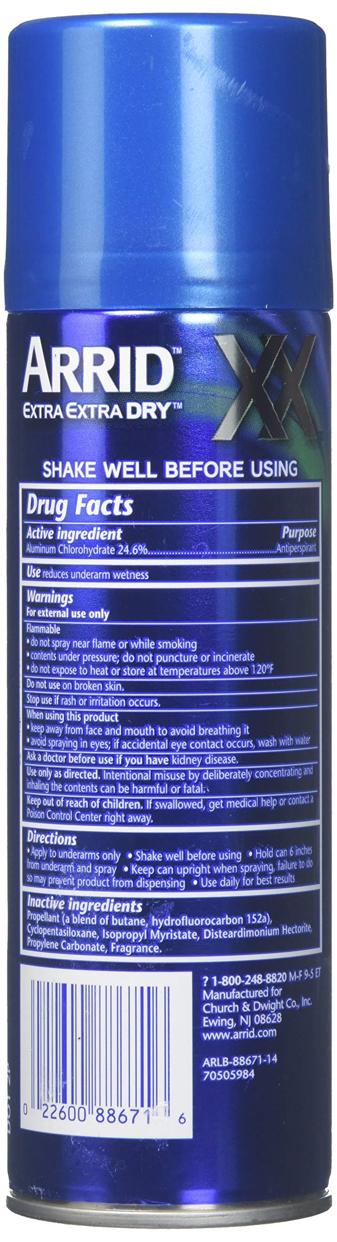 ARRID XX Ultra Clear Anti-Perspirant Deodorant Spray, Ultra Fresh 6 oz (Pack of 6)