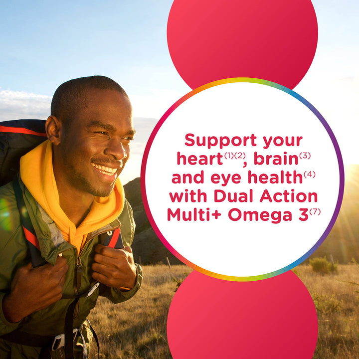 MultiGummies Multi+ Omega 3 Dual Action, Adult Multivitamin, Multivitamin/Multimineral/Omega 3 Supplement, Strawberry/Lemon/Orange Flavors - 110 Count