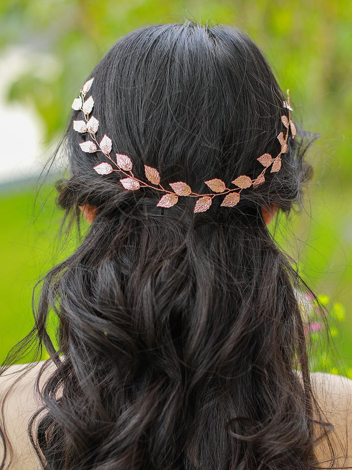 Bridal Silver leaf Headband Wedding Headpiece Bridal Flower Crownwoodland Headband Bridal Headpiece Wedding Hair Accessories (gold)