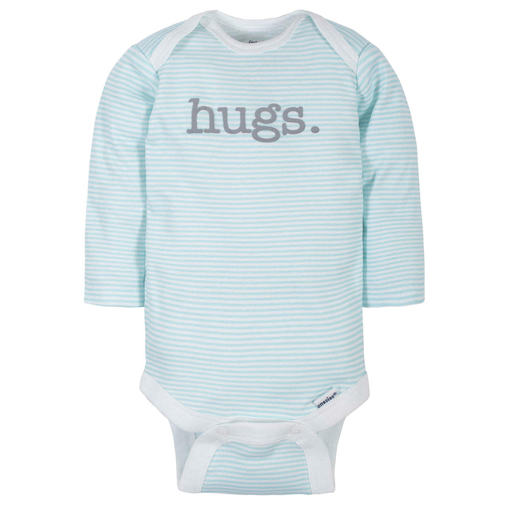 Unisex Baby6 Pack Long-Sleeve Onesies BodysuitWords Grey0-3 Months