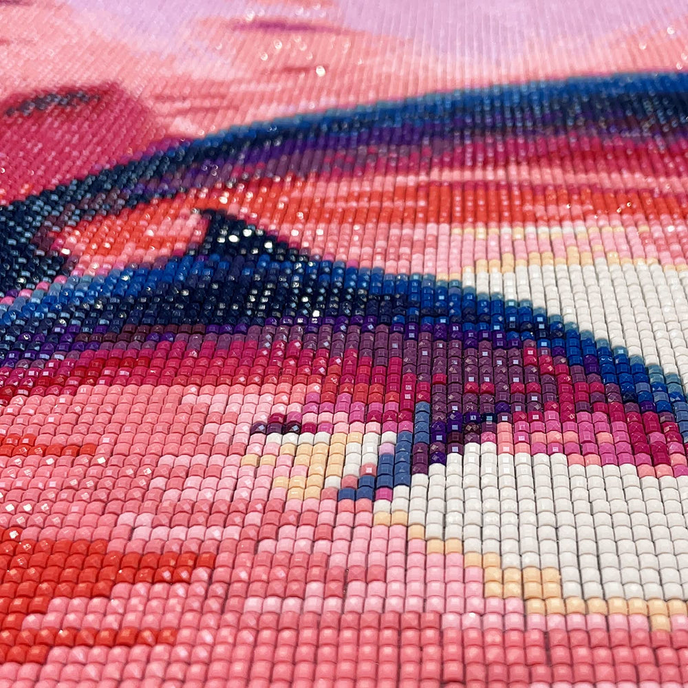 Valentine's Day Diamond Art Painting Kits for Adults, Square Full Drill Diamond Art Painting Art Kits for Home Wall Decor Pink Jumping Dolphins 16x20 Inch