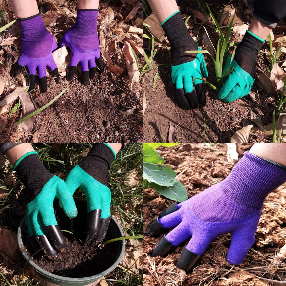 2 Pairs Garden Gloves with Claws -for Digging - Waterproof, Best Gardening Gifts for Men and Women(New Green)