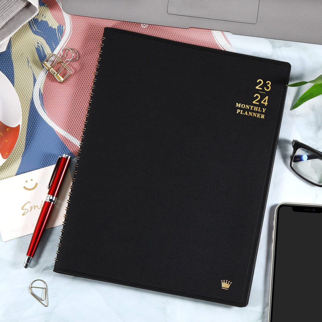2023-2024 Monthly Planner/Calendar - Jul 2023 - Dec 2024, 18 Months Planner 2023-2024 with Tabs, 8.86 x 11.4, Faux Leather, Pocket, Passwords, 15 Note Pages, Twin-Wire Binding, Thick Paper