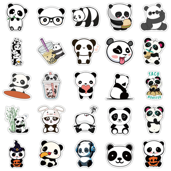50Pcs Panda Stickers, Waterproof Vinyl Stickers Decals for Laptop Water Bottle Phone Luggage, Cute Cartoon Stickers Pack