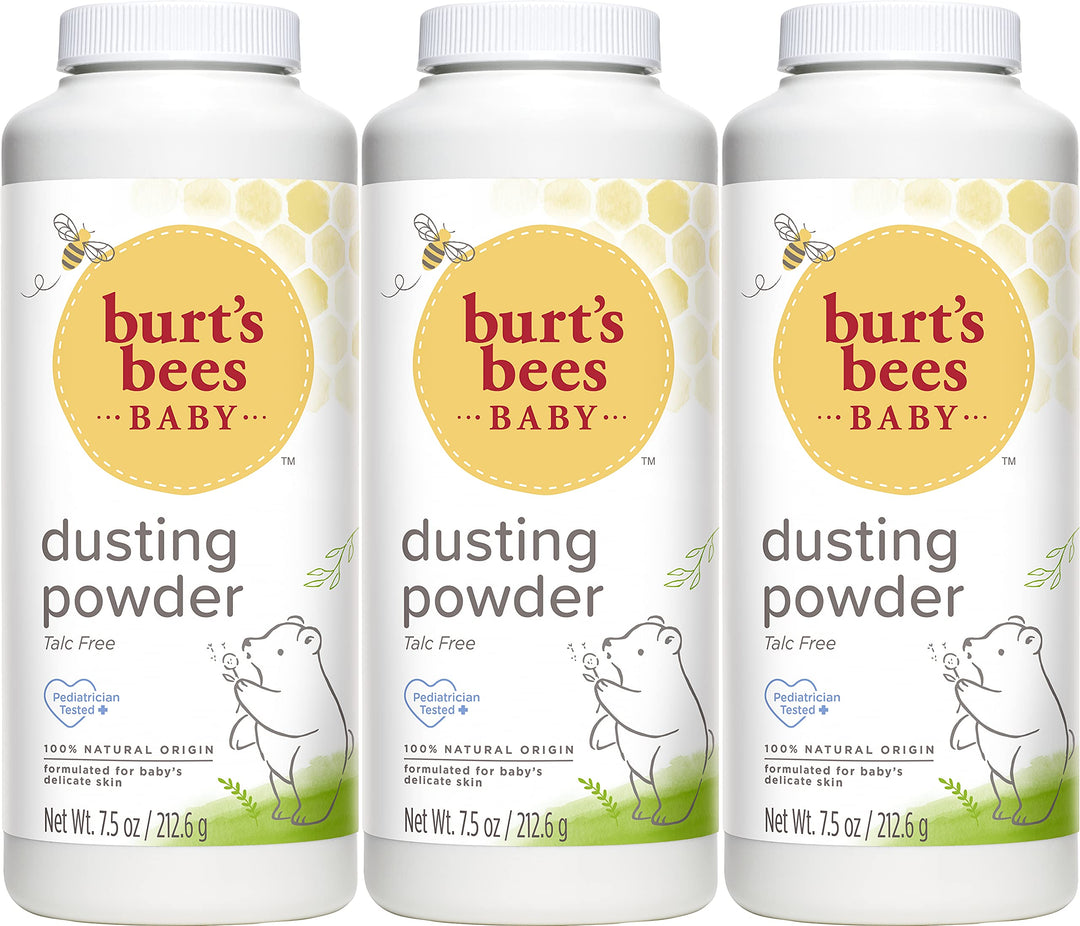 Burt's Bees Baby Powder, Hypoallergenic Dusting Powder, Non-Irritating, Calming Skin Care, All Natural, Talc Free,7.5 Ounce (Pack of 3)