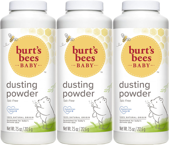 Burt's Bees Baby Powder, Hypoallergenic Dusting Powder, Non-Irritating, Calming Skin Care, All Natural, Talc Free,7.5 Ounce (Pack of 3)