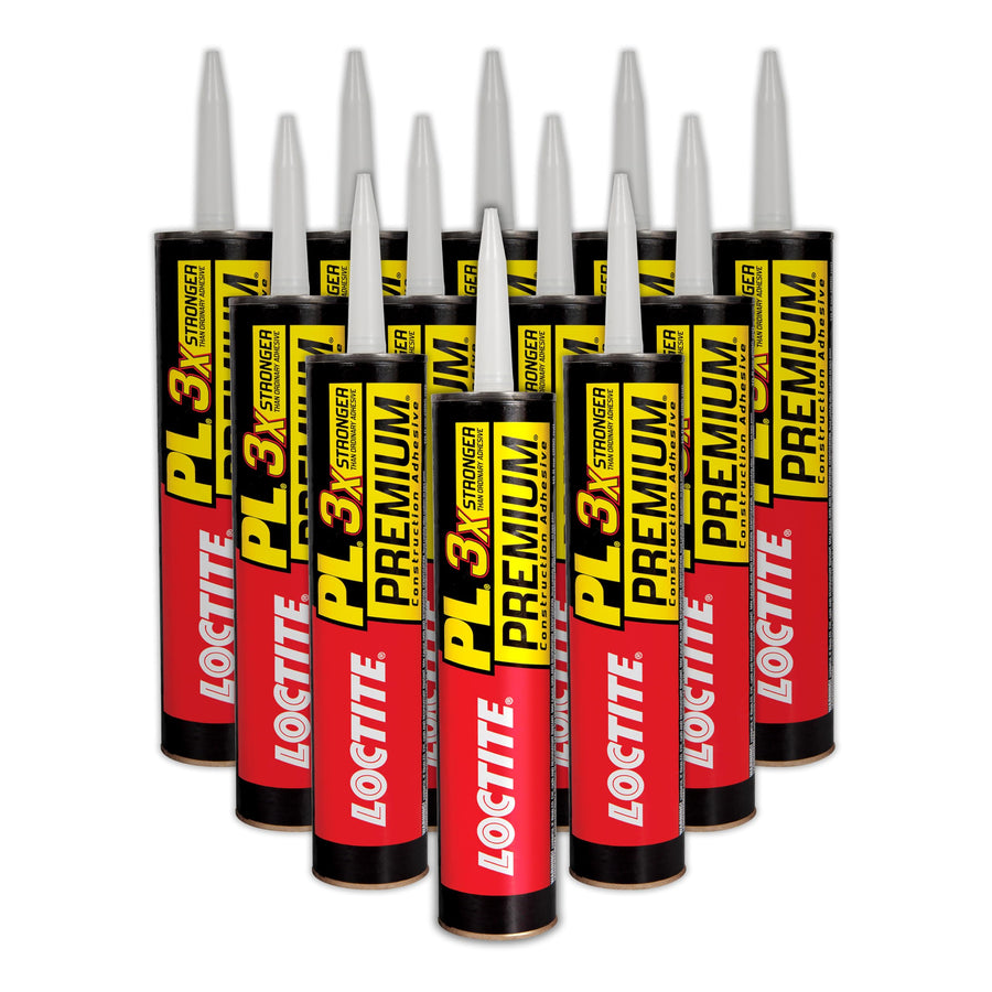 PL Premium Polyurethane Construction Adhesive, Versatile Construction Glue for Wood, Concrete, Stone, Metal & More- 10 fl oz, Cartridge, 12 Pack