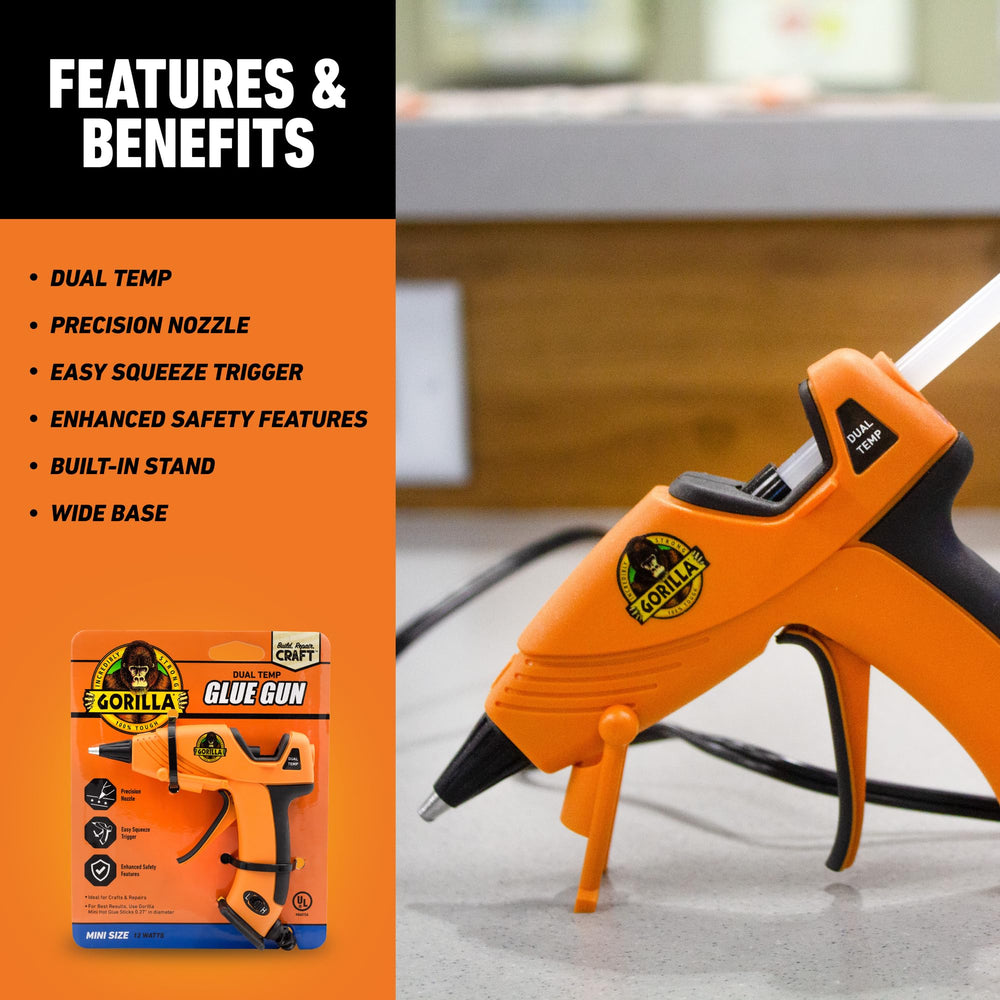 Dual Temp Mini Hot Glue Gun, Precision Nozzle, Easy Squeeze Trigger, and Enhanced Safety Features, for DIY, Craft, Repairs, and More, Orange (Pack of 1)