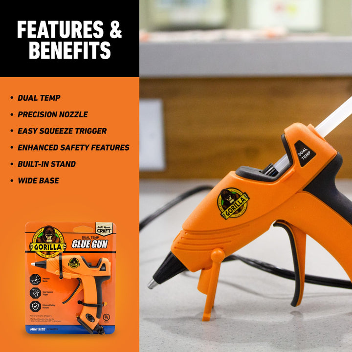 Dual Temp Mini Hot Glue Gun, Precision Nozzle, Easy Squeeze Trigger, and Enhanced Safety Features, for DIY, Craft, Repairs, and More, Orange (Pack of 1)