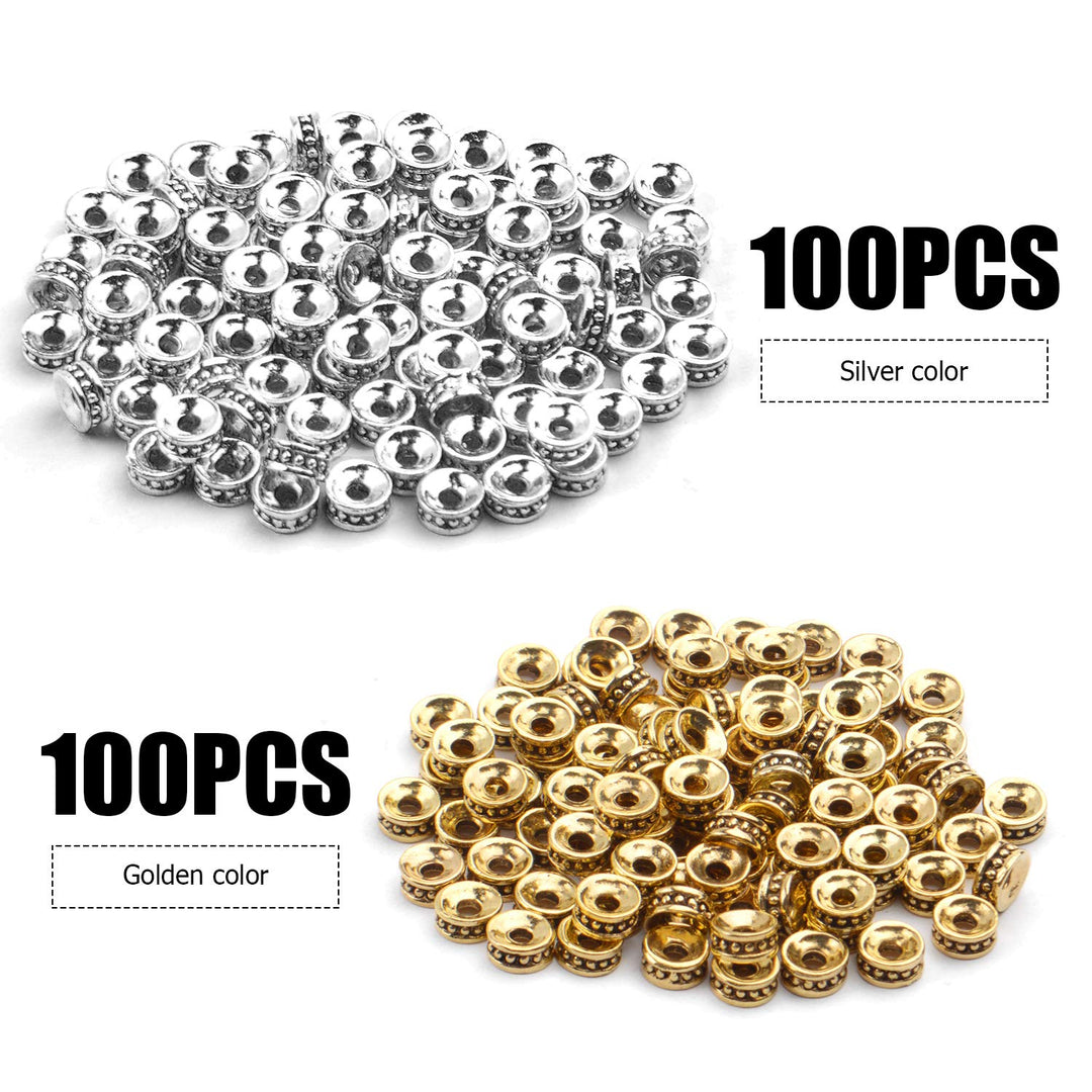 200pcs 6mm Tibetan Spacer Beads Round Rondelle Beads Alloy Jewelry Bead Charm Spacer for Jewelry Making DIY Bracelets Necklace and Crafting
