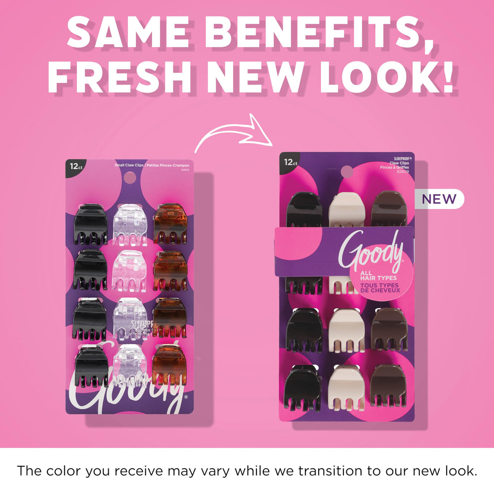 Goody SlideProof Mini Claw Clips - 12 Ct, Neutral Tones, Secure Grip Hair Styling Accessories for Women & Men, All Hair Types