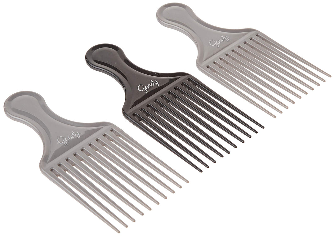Goody Comb & Lift Hair Pick, 3 Count, Assorted Colors (Pack of 2)