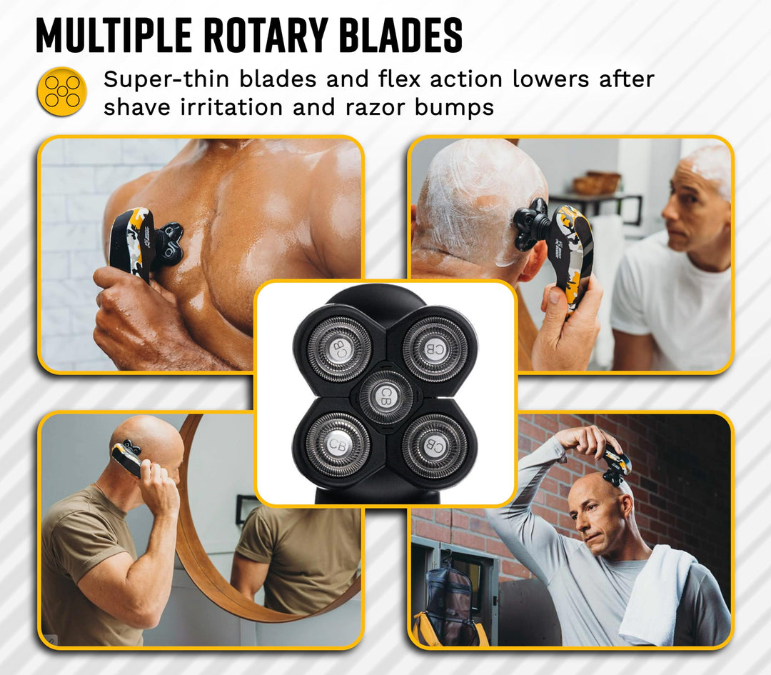 Replacement Shaver Head, Universal Rotary Wet & Dry 5-Blade Head for Coarse Hair Head/Skull, Face, Body, Arms, Legs, Back, Chest, Men & Women, 1 Unit
