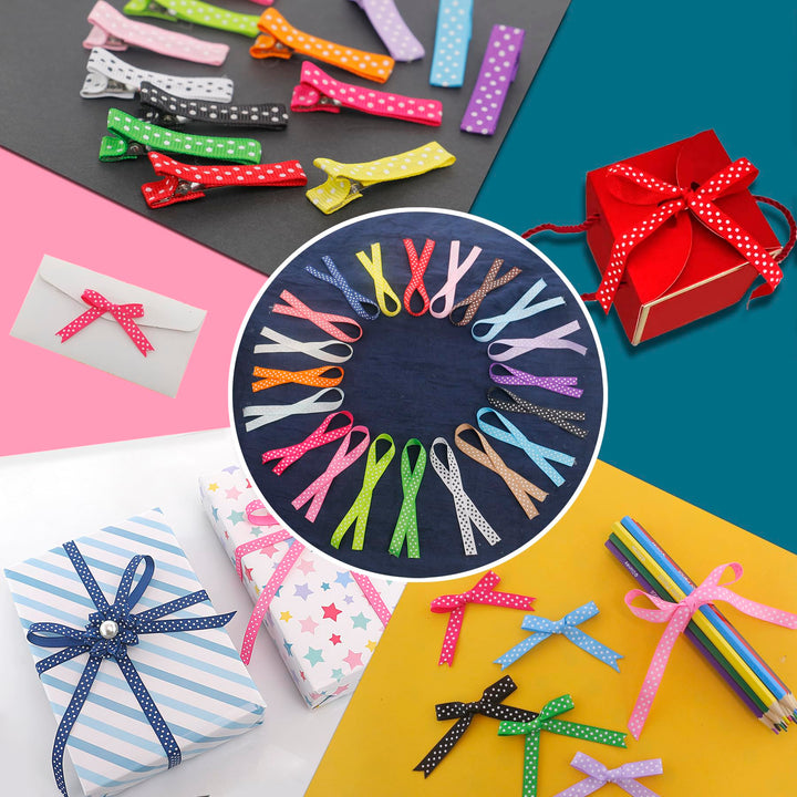 Grosgrain Ribbons for Crafts Gifts Wrapping 3/8 Boutique Polka Dot Fabric Ribbon 40yd (20 x 2yd)