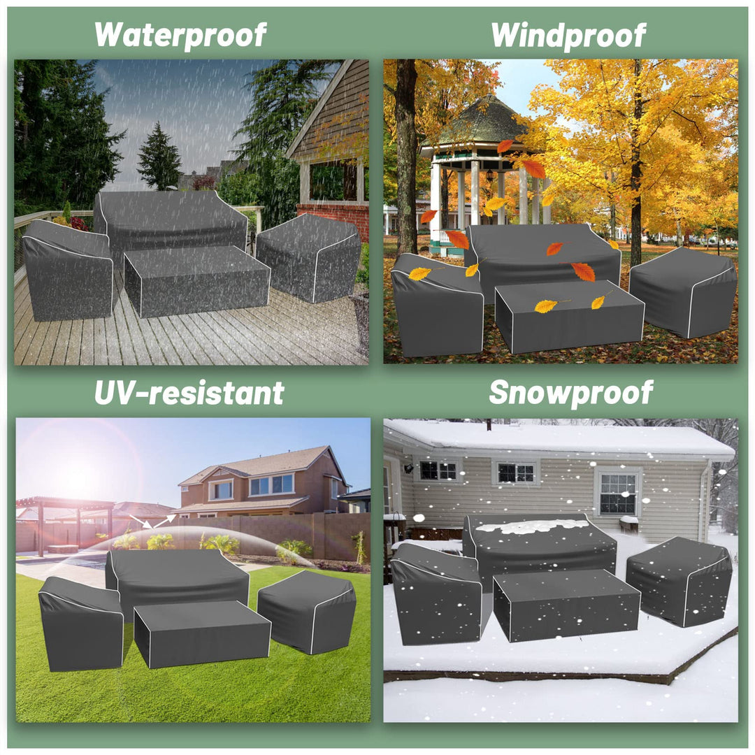 Patio Furniture Cover Set, 4 Piece Outdoor Furniture Cover Waterproof, 600D Heavy Duty Lawn Patio Set Covers
