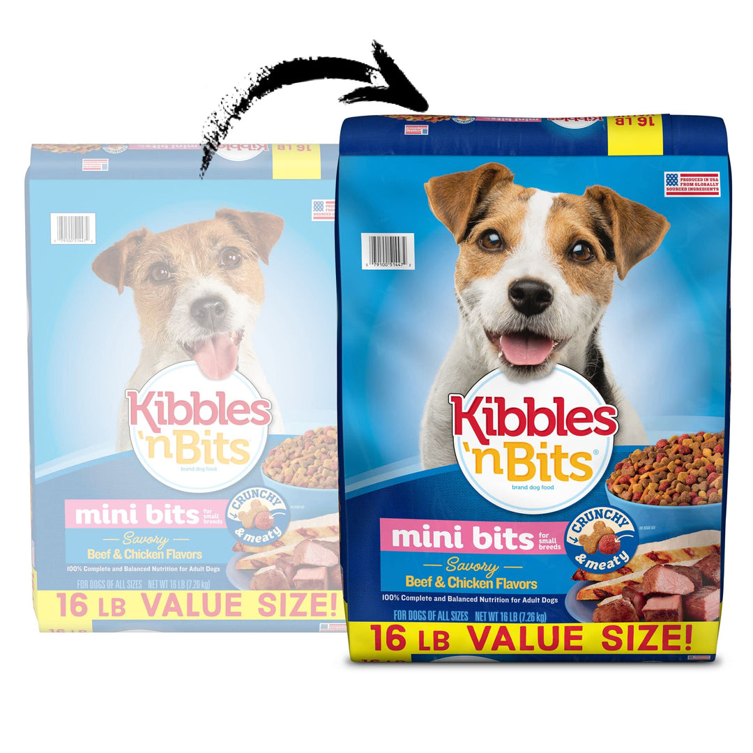 Kibbles 'N Bits Small Breed Mini Bits Savory Beef & Chicken Flavors Dog Food, 16-Pound(Pack of 1)