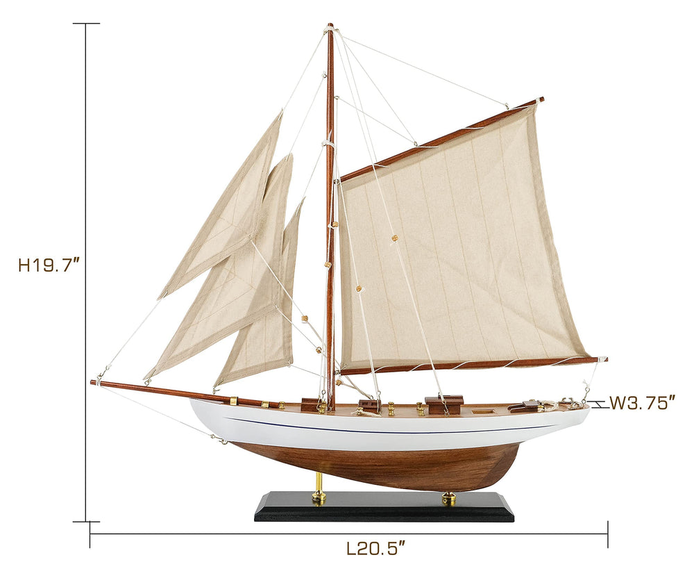 SAILINGSTORY Wooden Sailboat Decor Sailboat Model Boat Decor Ship Model Yacht Ivory Antique Finish