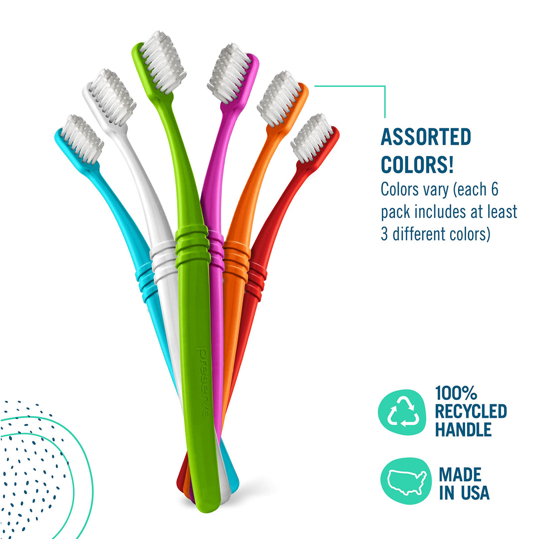 Toothbrushes in Lightweight Pouch, Ultra Soft Bristles, 6-Count, (Colors and Packaging may Vary)
