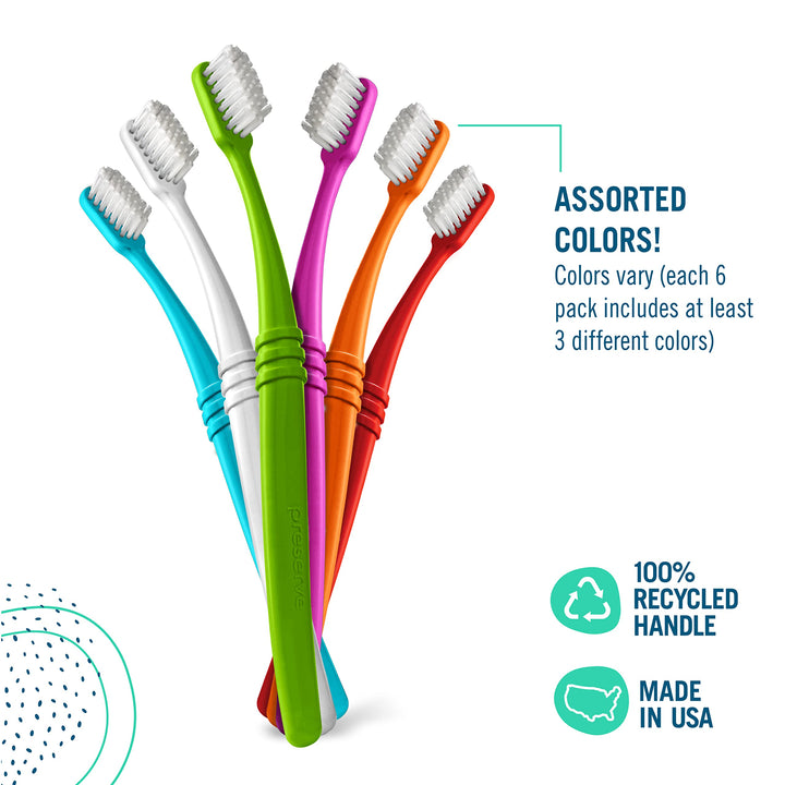 Toothbrushes in Lightweight Pouch, Ultra Soft Bristles, 6-Count, (Colors and Packaging may Vary)