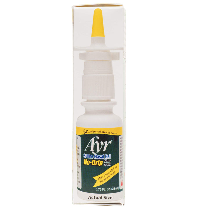 Ayr Saline Nasal Gel No-Drip Sinus Spray With Soothing Aloe Vera, 0.75 Ounce Spray Bottle