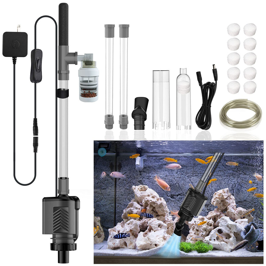 Electric Aquarium Gravel Cleaner, 317GPH DC 24V/24W Automatic Fish Tank Cleaning Tool Set Removable Vacuum Water Changer Sand Washer Filter Changer