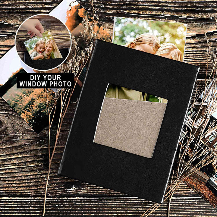 Photo Album 4x6 50 Pockets 2 Packs, Small Mini Capacity Leather Photo Albums, Each Pack Holds 50 Top Loader Vertical Only Pictures Black