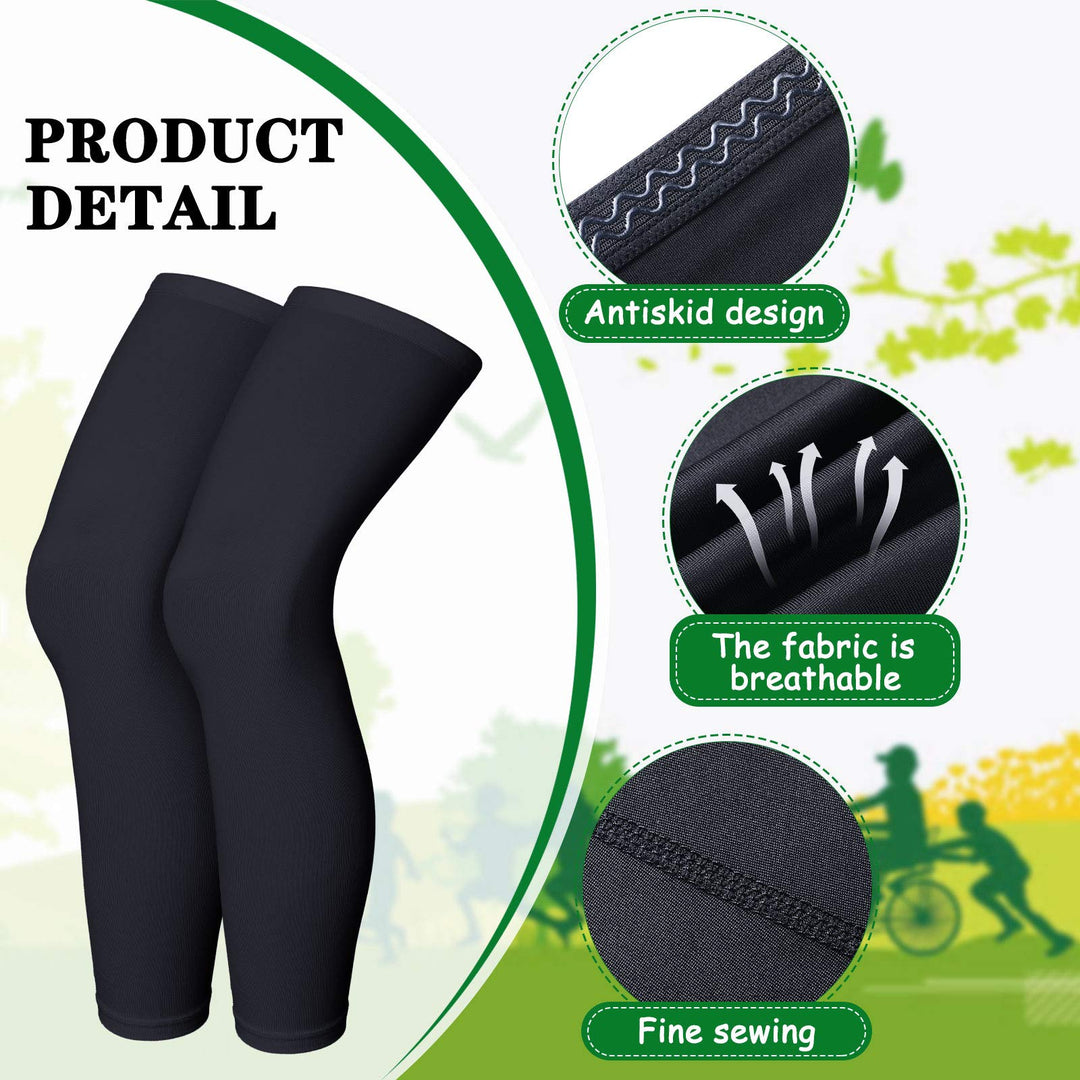 Compression Leg Sleeve Full Length Leg Sleeves Sports Cycling Leg Sleeves for Men Women, Running, Basketball (4 Pieces,Black,M)