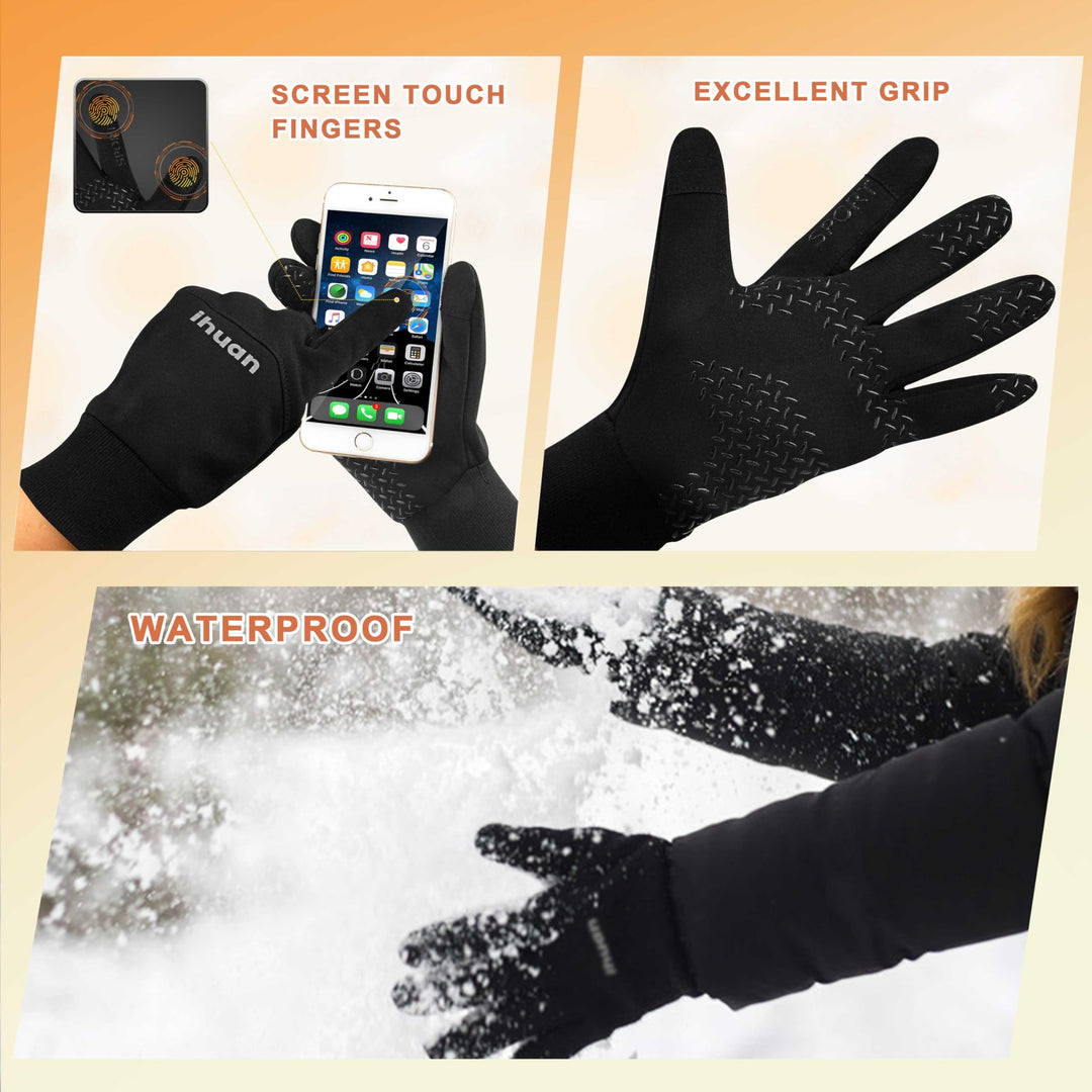 Winter Gloves for Men Women-Waterproof Running Cycling Glove for Cold Weather, Thermal Warm Windproof Gloves Touch Screen Finger for Skiing Snow Driving Snowboarding