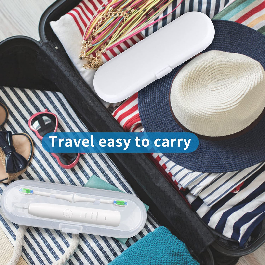 2 Pack Electric Toothbrush Travel Case for Oral-B Pro and Other Electric Toothbrush, Portable Travel Toothbrush Holder (White & Clear)