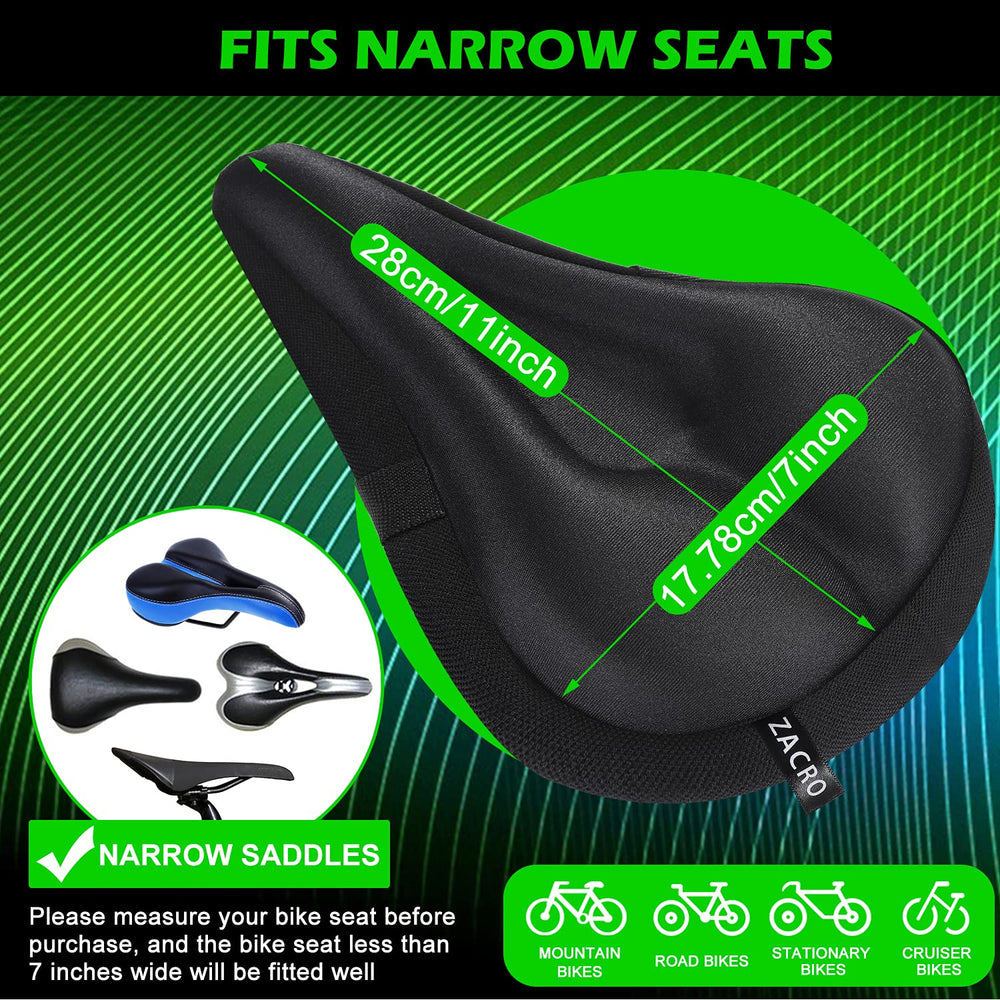 Bike Seat Cushion - Gel Padded Cover for Men Women Comfort, Extra Soft Exercise Bicycle Compatible with Peloton, Stationary or Cruiser Seats