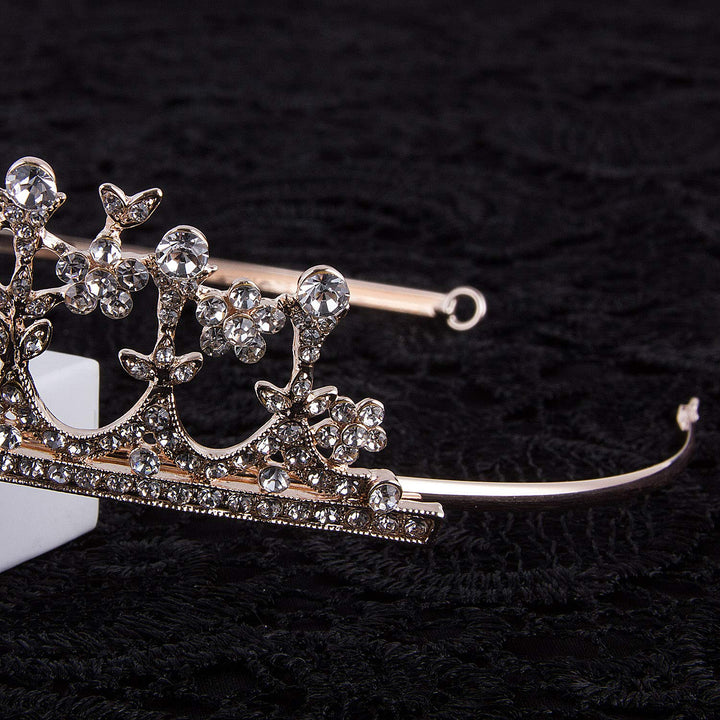 Crystal Rhinestone Queen Bride Tiara Crown for Women Girls Headdress Vintage Bridal Birthday Prom Wedding Tiaras and Crowns Hair Jewelry Accessories Rose Gold