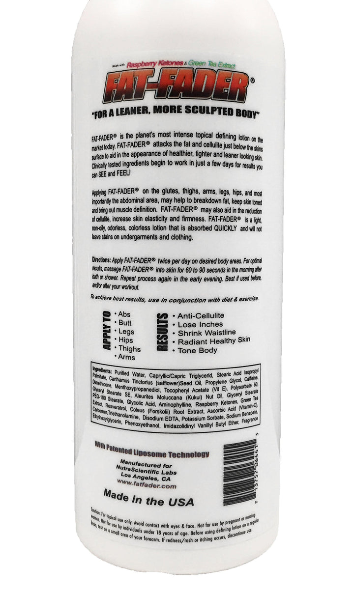 Fat-Fader Body Toning Lotion w 2.5% Aminophylline & Raspberry Ketones 8 fl oz