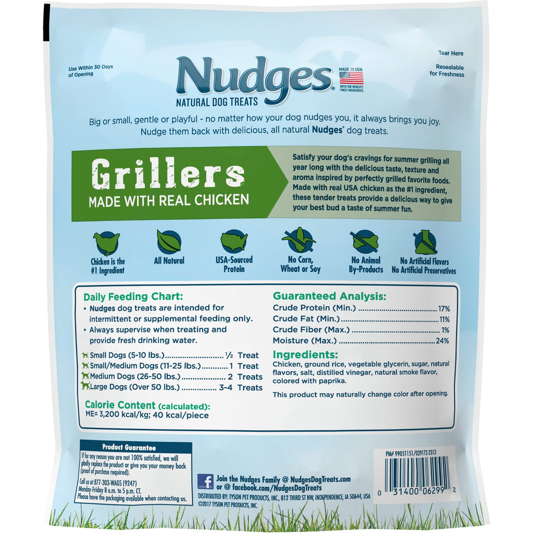 Nudges Grillers Natural Dog Treats, Chicken, 16oz Bag