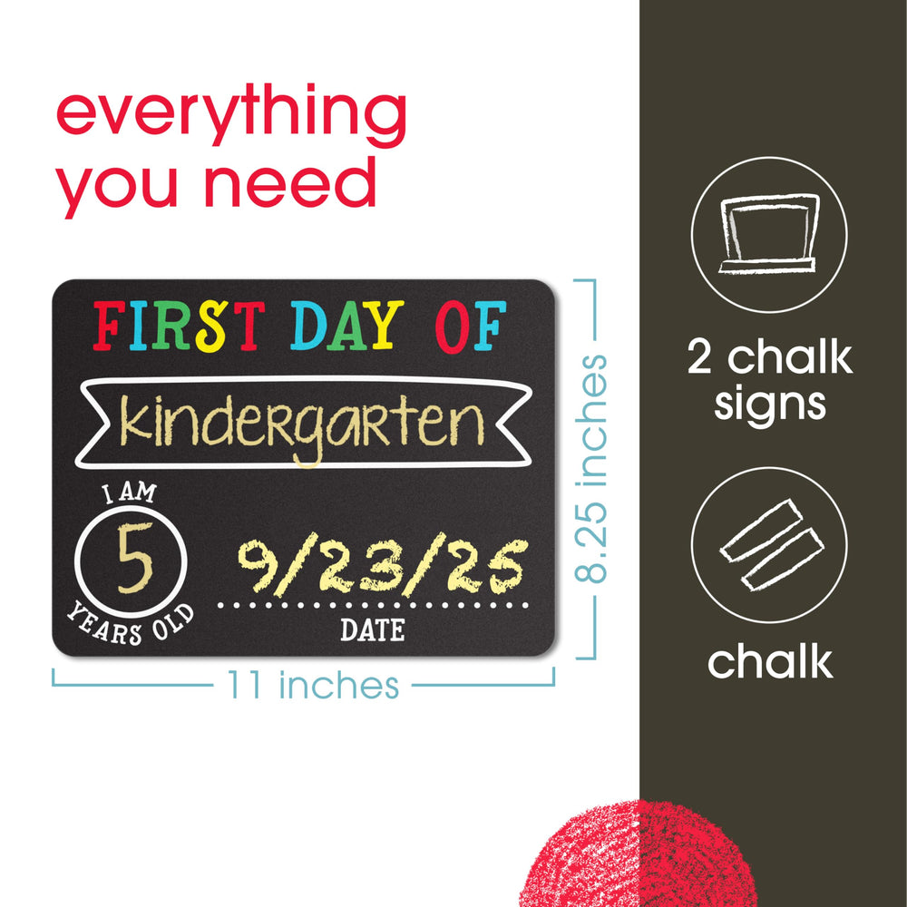 First and Last Day Chalkboard Signs, Reusable And Erasable Chalkboard, Ideal Photo Memory Prop for School Milestones, Includes 2 Chalk Signs With White and Yellow Chalk